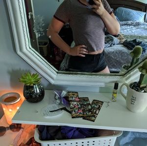 Grey and maroon striped arizona tee